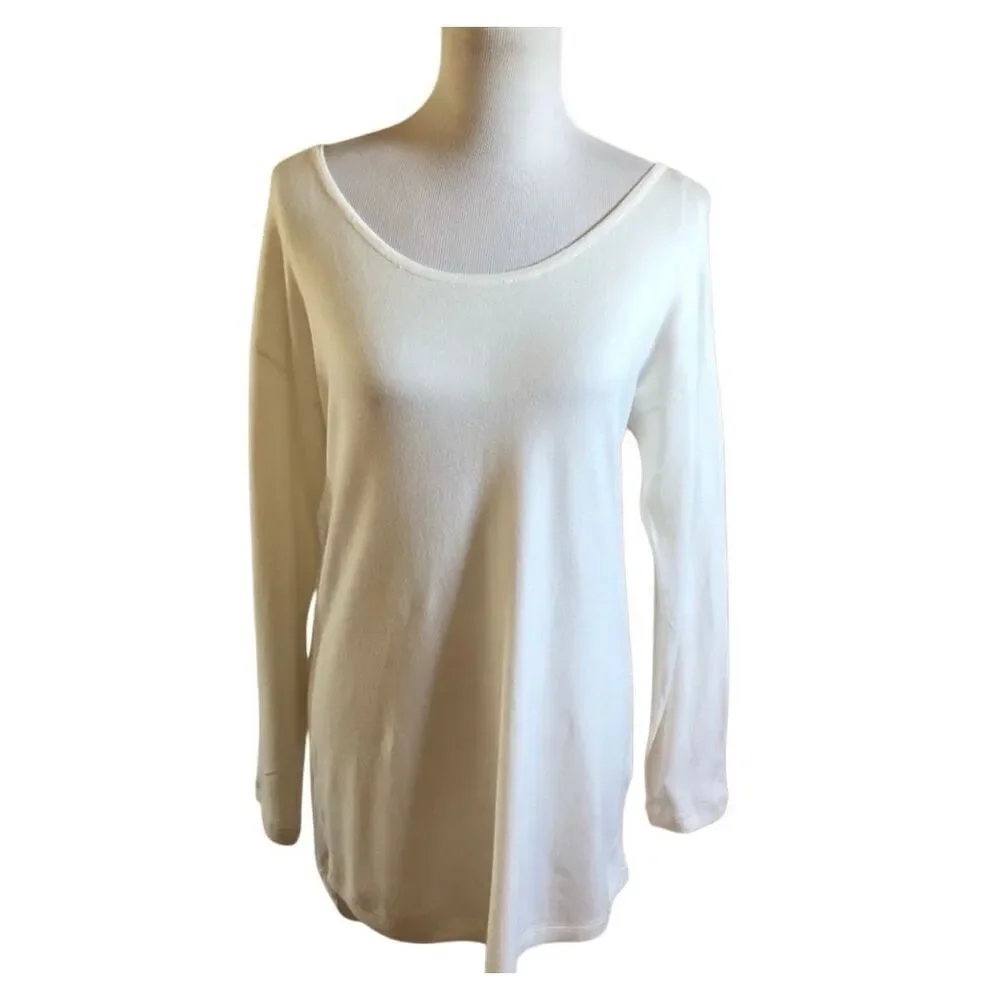 Soft Surroundings Marguiles Zip Back Tunic Sweater Top Ivory Size S